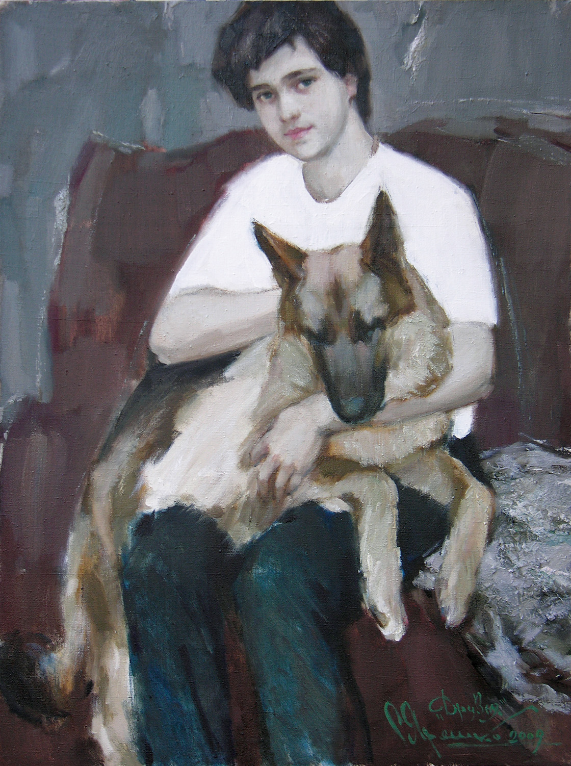 «Друзі (портрет сина)». П.о., 110,5х83, 2009 р.